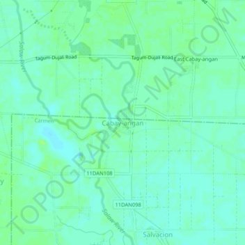 Cabay-angan topographic map, elevation, terrain