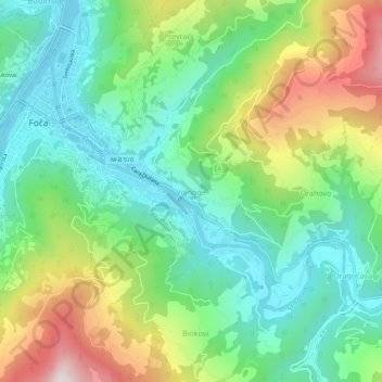 Vojnoge topographic map, elevation, terrain