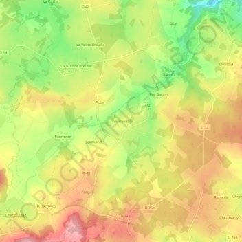 Ventenat topographic map, elevation, terrain