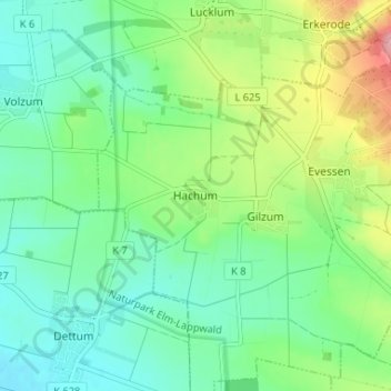 Hachum topographic map, elevation, terrain