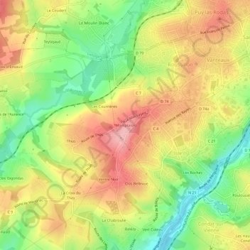 Montplaisir topographic map, elevation, terrain