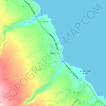 Wailea topographic map, elevation, terrain