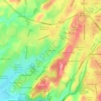 Furnace Hills topographic map, elevation, terrain