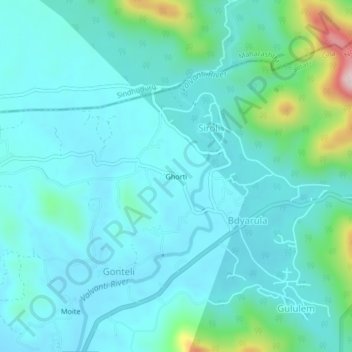 Ghorti topographic map, elevation, terrain