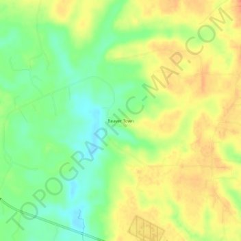 Beaver Town topographic map, elevation, terrain