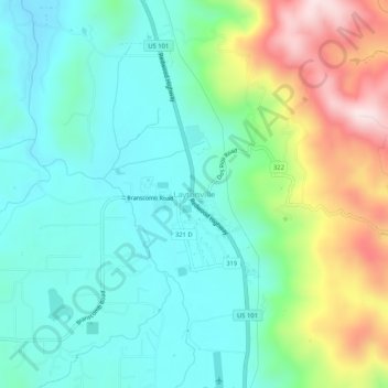 Laytonville topographic map, elevation, terrain