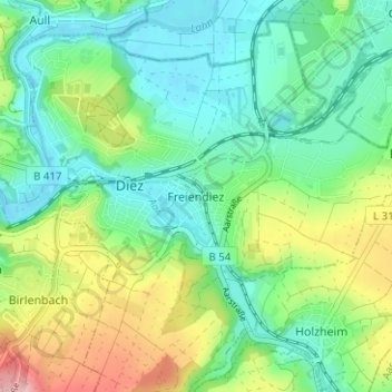 Freiendiez topographic map, elevation, terrain