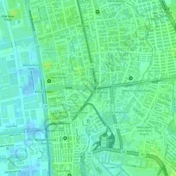 EDSA-Taft topographic map, elevation, terrain