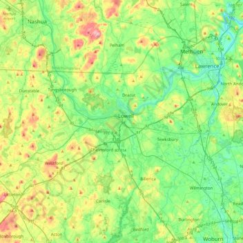Lowell topographic map, elevation, terrain