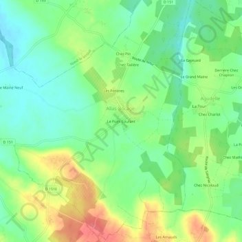 Le Puits Courant topographic map, elevation, terrain