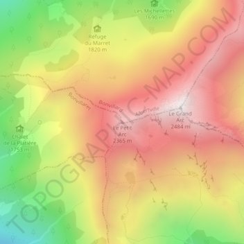 Le Petit Arc topographic map, elevation, terrain