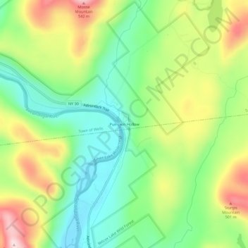 Pumpkin Hollow topographic map, elevation, terrain
