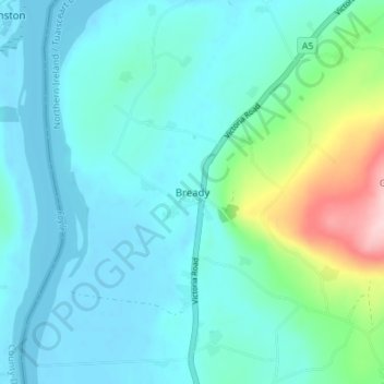 Bready topographic map, elevation, terrain