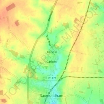 Kelsale topographic map, elevation, terrain