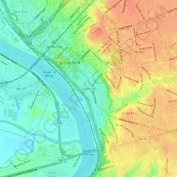 South End topographic map, elevation, terrain