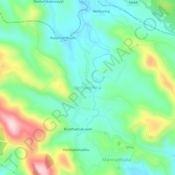 Vechoochira topographic map, elevation, terrain