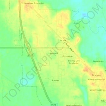 Lakewood topographic map, elevation, terrain