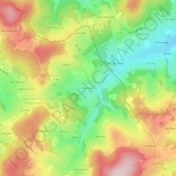 Flacelière topographic map, elevation, terrain