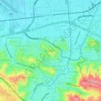 Bongsari topographic map, elevation, terrain