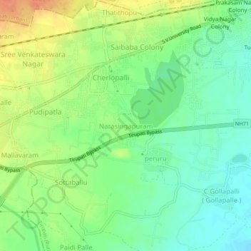 Narasingapuram topographic map, elevation, terrain