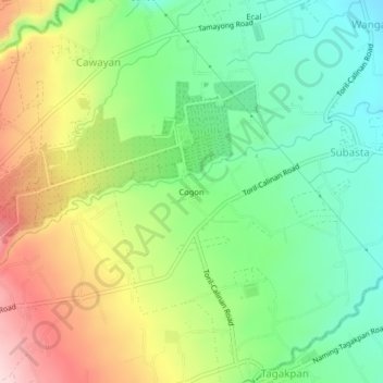 Cogon topographic map, elevation, terrain