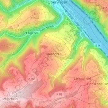 Dellhofen topographic map, elevation, terrain