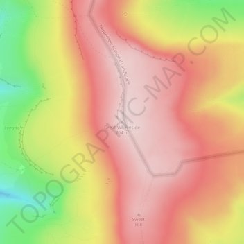 Great Whernside topographic map, elevation, terrain