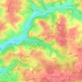 Les Roches Blanches topographic map, elevation, terrain