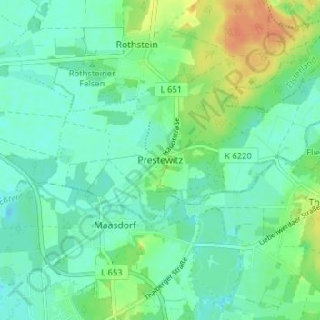 Prestewitz topographic map, elevation, terrain