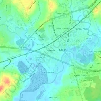 Little Elkton topographic map, elevation, terrain