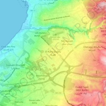 El Karia topographic map, elevation, terrain