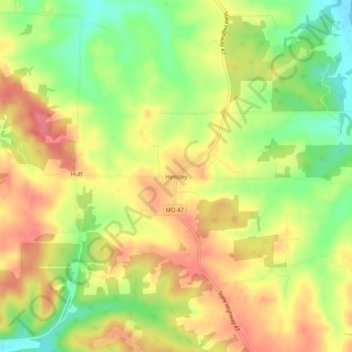 Hensley topographic map, elevation, terrain