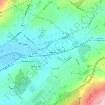 Peckville topographic map, elevation, terrain
