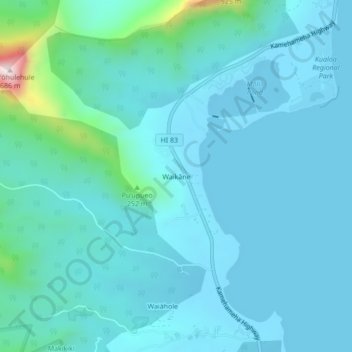 Waikāne topographic map, elevation, terrain