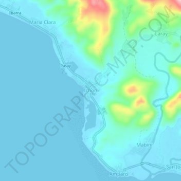 Ichon topographic map, elevation, terrain