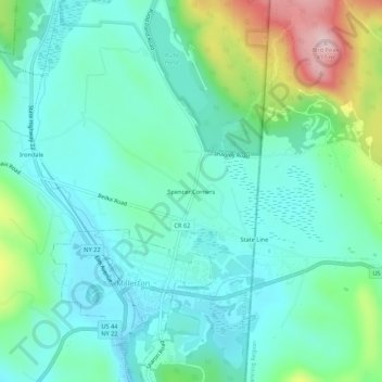 Spencer Corners topographic map, elevation, terrain