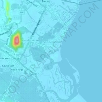 Baras topographic map, elevation, terrain