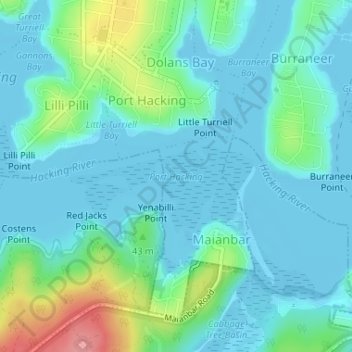 Port Hacking topographic map, elevation, terrain
