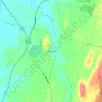 Linlithgo Mills topographic map, elevation, terrain