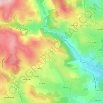Lucé topographic map, elevation, terrain