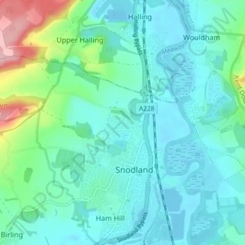Holborough Lakes topographic map, elevation, terrain