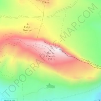 Monte Kumeta topographic map, elevation, terrain