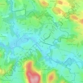 Pontarion topographic map, elevation, terrain