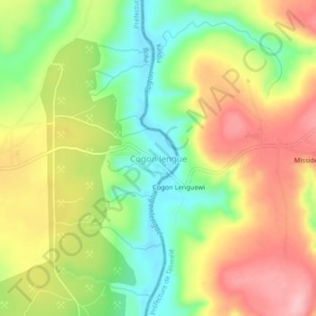 Cogon lengue topographic map, elevation, terrain