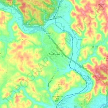 The Plains topographic map, elevation, terrain