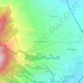 Padang Laweh topographic map, elevation, terrain
