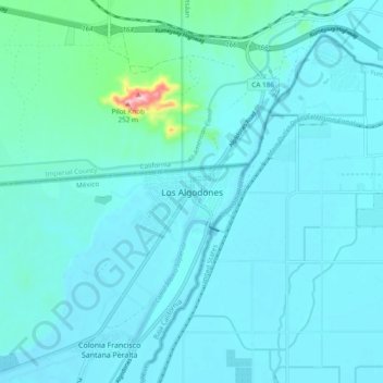 Los Algodones topographic map, elevation, terrain