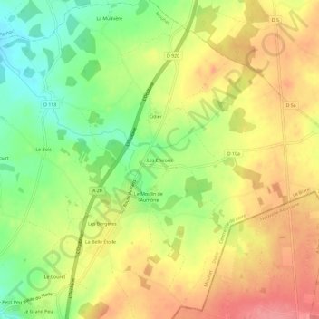 Les Chirons topographic map, elevation, terrain