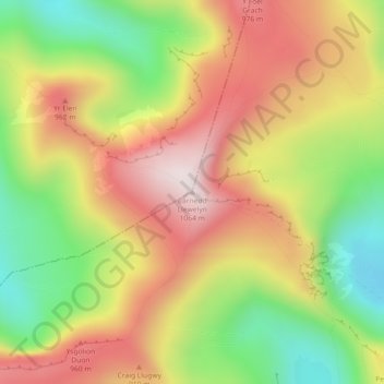 Carnedd Llewelyn topographic map, elevation, terrain