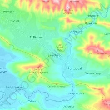San Diego topographic map, elevation, terrain